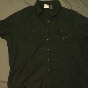 Harley Davidson button up top